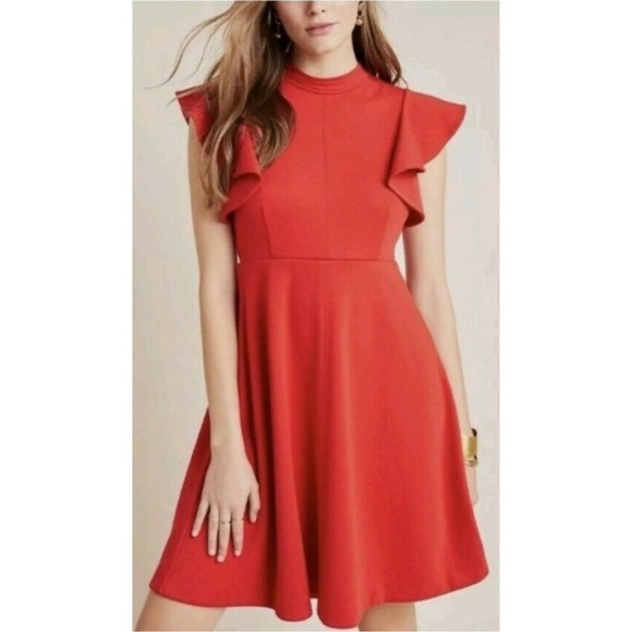 Maeve Dresses & Skirts - Maeve Deena Flutter Sleeve Dress Size XS Red